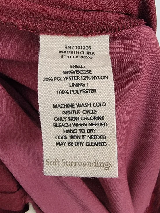 Soft Surroundings Aria Velvet Wide Leg Pants Pull On Burgundy Red Womens Sz- XL - Picture 9 of 10